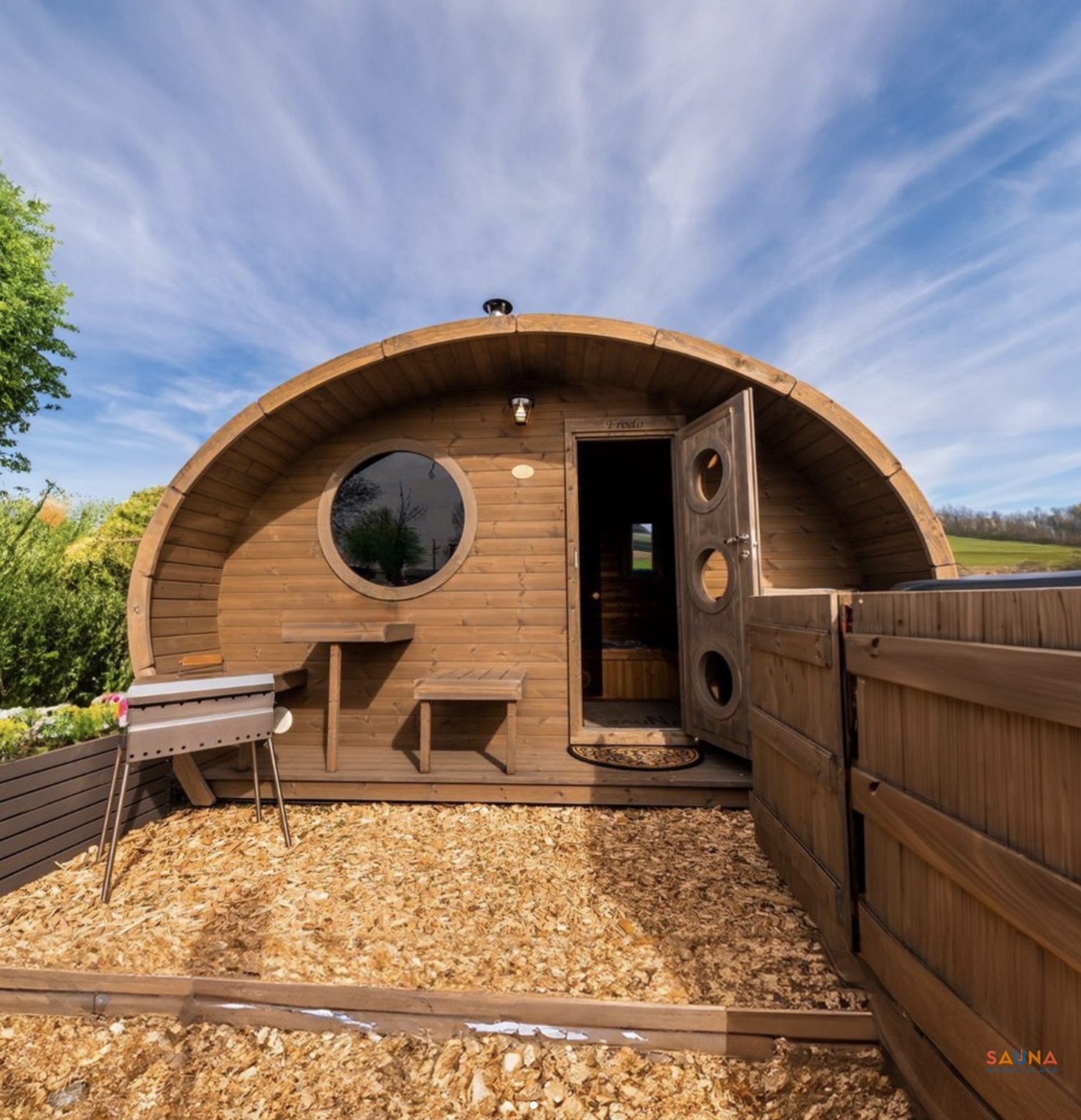 SaunaLife G11 Hobbit Outdoor Sauna Kit from front